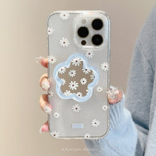 Load image into Gallery viewer, Flower mirror bracket Apple 16promax mobile phone case 17 for iphone15 glitter 13 small fresh blue