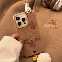 Load image into Gallery viewer, ins three-dimensional cat is suitable for iphone16 iPhone case 17pro max Apple 15 hairball rope 13 suede.