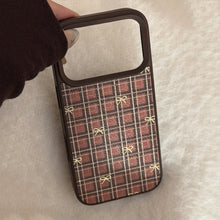 Load image into Gallery viewer, Gilt Apple 16 mobile phone case 17promax retro plaid bow 11 for iPhone15 leather anti-drop
