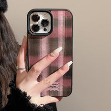 Load image into Gallery viewer, Girl contrasting color plaid Apple 16 mobile phone case 17promax autumn and winter sweet and cool 11 for iPhone13 leather 12