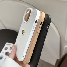 Load image into Gallery viewer, Light luxury camellia for Apple 16 mobile phone case iPhone17promax solid color lychee pattern 11 autumn and winter 13 hard