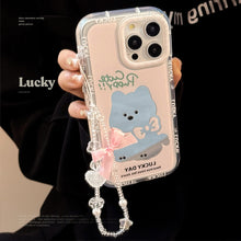Load image into Gallery viewer, Pink Puppy Mirror Apple 16 Mobile Phone Case 14ProMax Girl iPhone15 Suitable for 17 Bow Lanyard 11