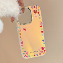 Load image into Gallery viewer, Gilt rainbow love for iphone16Promax mobile phone case 17 dopamine color 13 laser 14 anti-drop