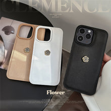 Load image into Gallery viewer, Light luxury camellia for Apple 16 mobile phone case iPhone17promax solid color lychee pattern 11 autumn and winter 13 hard