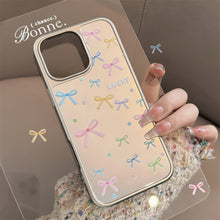 Load image into Gallery viewer, Korean color bow for 16 apple 15promax mobile phone case iphone17 mirror 13 plating 15 hard