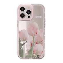 Load image into Gallery viewer, Mirror suitable for 16ProMax Apple 15 mobile phone case iPhone17 pink and white tulip 12 small fresh 11 anti-drop