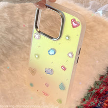 Load image into Gallery viewer, Gilt colored gemstones for iphone17Promax mobile phone case 16 electroplating 15 anti-drop hard 13 laser advanced