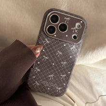 Load image into Gallery viewer, Applicable to Apple 17promax mobile phone case iphone16 leather plaid bow 15 retro 13 soft 12 all-inclusive