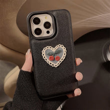 Load image into Gallery viewer, Embroidery love cherry for Apple 15 mobile phone case iPhone16promax leather 11 temperament 13 anti-drop 17