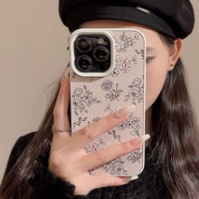 Load image into Gallery viewer, Literary lines rose iPhone16 mobile phone case Apple 15 leather 11 suitable for 13 anti-drop 17promax big brands