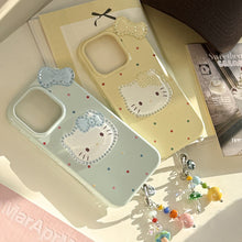 Load image into Gallery viewer, Three-dimensional gilt is suitable for 17promax Apple 16 mobile phone case iphone14 color polka dot bow cat 13 pendant.