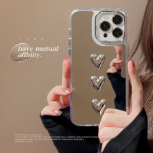 Load image into Gallery viewer, Metal three-dimensional love 17 for 11 Apple 15ProMax mobile phone case iPhone16 light luxury 14 mirror tide