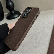 Load image into Gallery viewer, Dark brown moon pit pattern Apple 16 mobile phone case 14promax premium 11 for iPhone13 leather pattern 15 retro