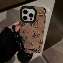 Load image into Gallery viewer, Sweet and cool leopard print cherry for iphone16 apple 17 mobile phone case 15promax suede 14 plush rope 13