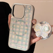 Load image into Gallery viewer, Gilt applicable iphone15 apple 16promax mobile phone case rotating bow magnetic suction bracket 14 plaid 17