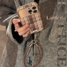 Load image into Gallery viewer, Brown plaid for iphone16promax mobile phone case Apple 15/14 anti-drop 13 lanyard 16 advanced 17