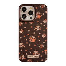 Load image into Gallery viewer, Warm brown gentle small floral iPhone16 mobile phone case Apple 17Pro leather 16 suitable for 13 autumn and winter max retro