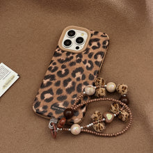 Load image into Gallery viewer, European and American leopard print plush rope for iphone16 iPhone case 15promax suede 14 retro 17 soft