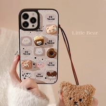 Load image into Gallery viewer, Cute bear Apple 16 mobile phone case 17promax leather pattern 15 suitable for iPhone13 three-dimensional biscuits 11 autumn