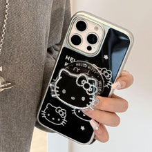 Load image into Gallery viewer, Gilt Apple 16promax mobile phone case flash diamond cat magnetic suction bracket iphone15 electroplating 17 Huawei application