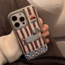 Load image into Gallery viewer, Fun three-dimensional puppy Apple 16 mobile phone case 17promax cortical three-dimensional 15 for iPhone13 electroplating 14