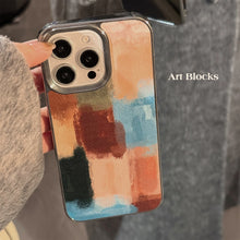 Load image into Gallery viewer, Art Contrast Color Splicing Apple 16 Mobile Phone Case 17promax Leather 15 Suitable for iPhone13 Electroplating 14 Advanced