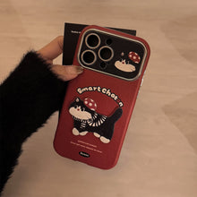Load image into Gallery viewer, ins red cartoon cat suitable for 16pro max iPhone case iphone15 leather cartoon 17 lanyard