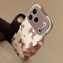 Load image into Gallery viewer, Leopard print bow iphone17 apple 16promax mobile phone case 15 for 13 sweet and cool retro 14 leather case