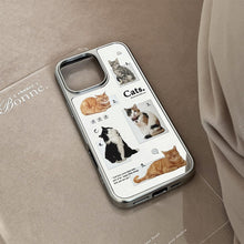Load image into Gallery viewer, Cat daily application 16promax mobile phone case iphone17 mirror apple 15 electroplating silver 13 niche premium