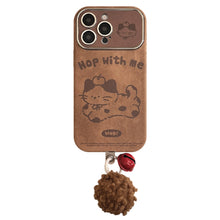 Load image into Gallery viewer, Brown cartoon for iphone16 iPhone case 15promax suede 14 hairball rope 17 autumn and winter couple