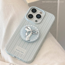 Load image into Gallery viewer, Silver bow holder Apple 16 mobile phone case iphone17 for 12 light luxury 15promax blue stripe 13 soft