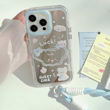 Load image into Gallery viewer, Summer mirror puppy is suitable for 16ProMax Apple 15 mobile phone case iPhone17 cartoon 12 generation hair 11 hand rope