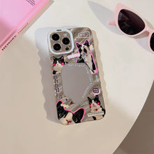 Load image into Gallery viewer, Fun little black cat for iPhone15 mobile phone case Apple 13 electroplated silver 17promax mirror 16 hard case 11