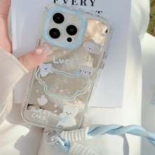 Load image into Gallery viewer, Summer mirror puppy is suitable for 16ProMax Apple 15 mobile phone case iPhone17 cartoon 12 generation hair 11 hand rope