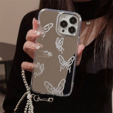 Load image into Gallery viewer, Mirror surface is suitable for Apple 15 Pro mobile phone case max advanced butterfly iphone16 temperament 13 anti-drop 11 chain 17