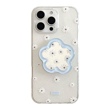 Load image into Gallery viewer, Flower mirror bracket Apple 16promax mobile phone case 17 for iphone15 glitter 13 small fresh blue