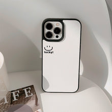 Load image into Gallery viewer, ins smiley face Apple mobile phone case 17pro max lambskin 11 is suitable for iPhone16, simple personality 15 anti-drop.