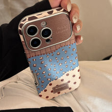 Load image into Gallery viewer, Retro leopard print splicing leather for iphone17 Apple 16promax mobile phone case 15 anti-drop 17 advanced 12