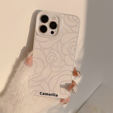 Load image into Gallery viewer, Simple camellia Apple 16 mobile phone case 17promax leather 11 for iPhone13 advanced sense 15 literature and art
