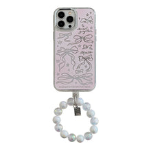 Load image into Gallery viewer, Bow ballet style for Apple 17promax makeup mirror iPhone16 mobile phone case 15 bracelet rope 11