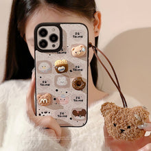 Load image into Gallery viewer, Cute bear Apple 16 mobile phone case 17promax leather pattern 15 suitable for iPhone13 three-dimensional biscuits 11 autumn
