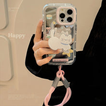 Load image into Gallery viewer, Foodie cat holder for 16ProMax Apple 15 mobile phone case iPhone17 hand strap 12 cute 11 mirror