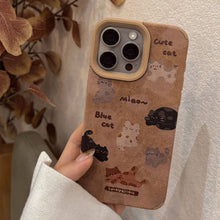 Load image into Gallery viewer, Leather cartoon for 16promax iPhone case iPhone 15 full screen cat 14 plush rope 17 autumn and winter