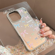 Load image into Gallery viewer, Korean color bow for 16 apple 15promax mobile phone case iphone17 mirror 13 plating 15 hard