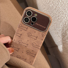 Load image into Gallery viewer, Fun lines puppy flannel for apple 15 mobile phone case iphone16promax lanyard 14 all-inclusive 17 soft