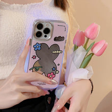 Load image into Gallery viewer, Pink flower geometric iPhone16 for 17promax iPhone case 11 Literature 13 Electroplating mirror 12