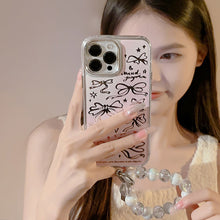 Load image into Gallery viewer, Bow ballet style for Apple 17promax makeup mirror iPhone16 mobile phone case 15 bracelet rope 11