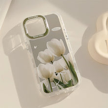 Load image into Gallery viewer, Mirror suitable for 16ProMax Apple 15 mobile phone case iPhone17 pink and white tulip 12 small fresh 11 anti-drop