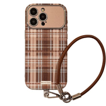 Load image into Gallery viewer, Brown plaid for iphone16promax mobile phone case Apple 15/14 anti-drop 13 lanyard 16 advanced 17