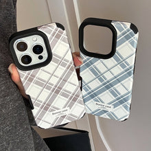 Load image into Gallery viewer, Korean ins leather pattern rhombus for iphone16 apple 17pro max mobile phone case british style 14 advanced 13